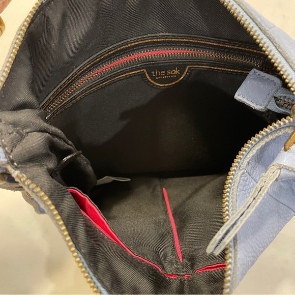 The Sak Ladera Light Blue Pebbled Leather Crossbody Bag - Picture 6 of 10